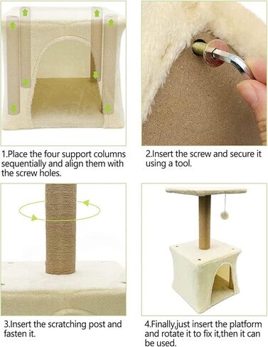 BNOSDM Beige Cat Scratching Post Tree Cute Kitten Scratcher with Plush Platform Condo Small Pet Scratch Pole for Indoor Cats Kitty in Kuwait