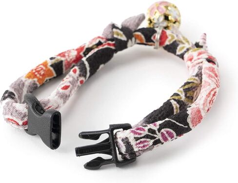 Chirimen Sakura Cat Collar (Black) in Saudi Arabia