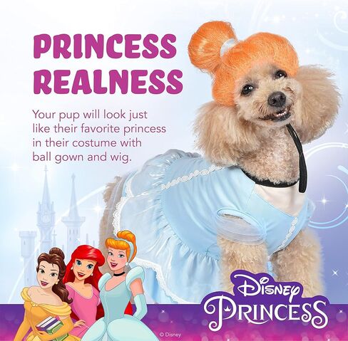 زي ديزني للحيوانات الأليفة للهالوين أميرة ديزني سندريلا - كبير جدًا | أزياء ديزني أميرات الهالوين للكلاب، زي ديزني للكلاب الهالوين مرخص رسميًا in Kuwait