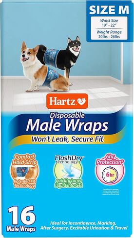 Hartz Disposable Male Dog Wraps, Size S 40 count, Comfortable & Secure Fit, Easy to Put On in Saudi Arabia