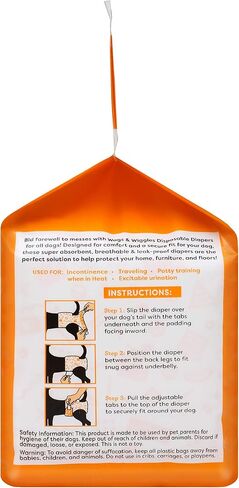 حفاضات الكلاب الأنثوية الهزات والتذبذبات | حفاضات الكلب للكلاب الإناث | حفاضات للكلاب متوسطة الحجم، مقاس الخصر 16.5 بوصة - 21 بوصة - 12 قطعة | حفاضات الكلاب القابل للتصرف للكلاب الإناث in Kuwait