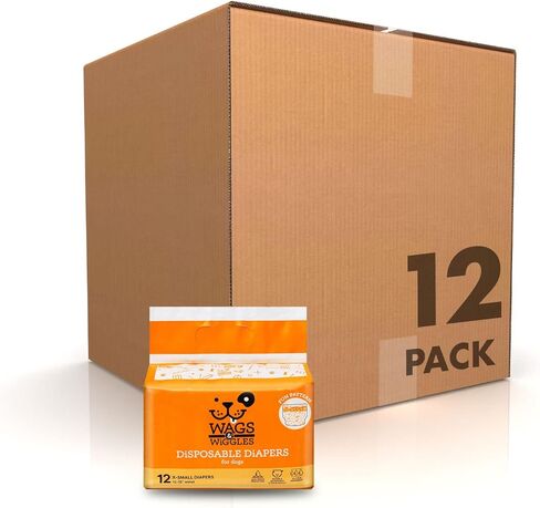 حفاضات الكلاب الأنثوية الهزات والتذبذبات | حفاضات الكلب للكلاب الإناث | حفاضات للكلاب متوسطة الحجم، مقاس الخصر 16.5 بوصة - 21 بوصة - 12 قطعة | حفاضات الكلاب القابل للتصرف للكلاب الإناث in Kuwait