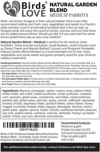 Birds LOVE All Natural Garden Blend Bird Food for Small Birds - Lovebirds, Cockatiels, Parakeets and Parrotlets 2lb in Saudi Arabia