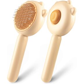 فرشاة GRBISI للعناية بالقطط، فرش تنظيف ذاتي للكلاب والقطط والكلاب والحيوانات الأليفة والقطط الصغيرة بنقرة واحدة على زر تساقط من الفولاذ المقاوم للصدأ ومشط أسنان من الفولاذ المقاوم للصدأ، سهل إزالة الشعر المتشابك السائب وتدليك الشعر الداخلي والخارجي للاستخ in Kuwait