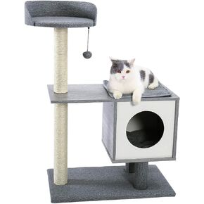 برج قطط عصري بتصميم شجرة للقطط من ميد فور بيتس يتميز بأعمدة خدش مغطاة بالسيزال وشقة واسعة ومجثم كبير للقطط الصغيرة والمتوسطة in Kuwait