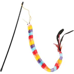 QWINEE Cat Wand Toys, Cat Interactive Toy, Cat Toys for Indoor Cats, Interactive Teaser Toys for Kitty Kitten Deep Multicolor One Size