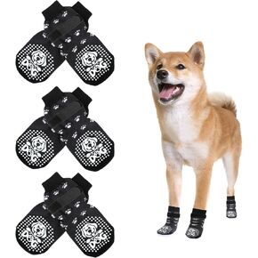 3 Pairs Double Side Anti- Slip Dog Socks, Dog Grip Socks for Indoor on Hardwood Floors,Pet Paw Protectors to Prevent Licking and Scratching for Small Medium Large Dogs