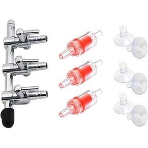 Aquarium Air Pump Splitter 7 in 1 Set 2-Way Air Flow Control Lever Valve & 2 Non-Return Check Valves & 4 Suction Cups for Fish Tank Airline Air Tube Hose in Saudi Arabia