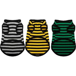 Paiaite 6-Piece Striped Shirt Set: Cotton Sleeveless Puppy Dog Shirts, Breathable Pet Apparel Tank Tops, Colorful Sweatshirts for Small & Medium Dogs in Saudi Arabia