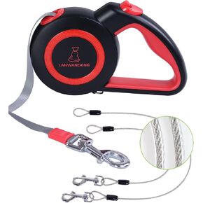 Chew Proof Retractable Dog Leash with 2 Heavy Duty No Tangle Wire Ropes, 16FT Long 360° Tangle-Free Dog Lead for 2 Dogs, Dual Dog Leashes for Small/Medium/Large Dogs… Gray in Saudi Arabia