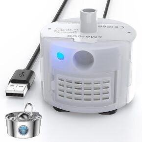 AONBOY Cat Fountain Pump with LED Light, USB Jack, Suitable for 108oz/3.2L Cat Water Fountain Stainless Steel(S3-SC), Ultra Quiet, Super Waterproof, Long Lifespan, Good After-Sales Service in Kuwait