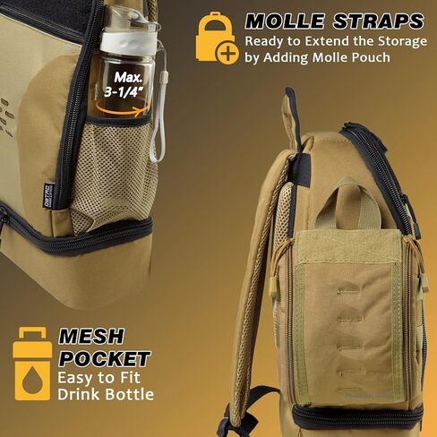 DBTAC Tactical Pet Travel Bag Small | Compact Pet Supplies Backpack for Small Dogs Cats Road Trip Outdoor Travel w/Insulated Pocket & 1x Lined Food Carrier, Black in Kuwait