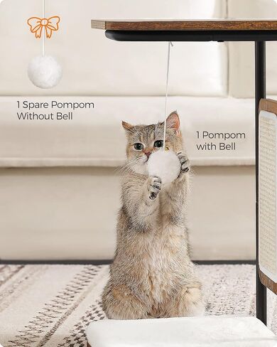 فياندريا طاولة قطط، شجرة قطط، اثاث عصري للقطط، 19.7 × 11.8 × 24 انش، طاولة طرفية على شكل حرف C، مع لوح خدش مزدوج الجوانب، وسادة قابلة للازالة والغسل، بني ريفي UPCT114X01 in Kuwait