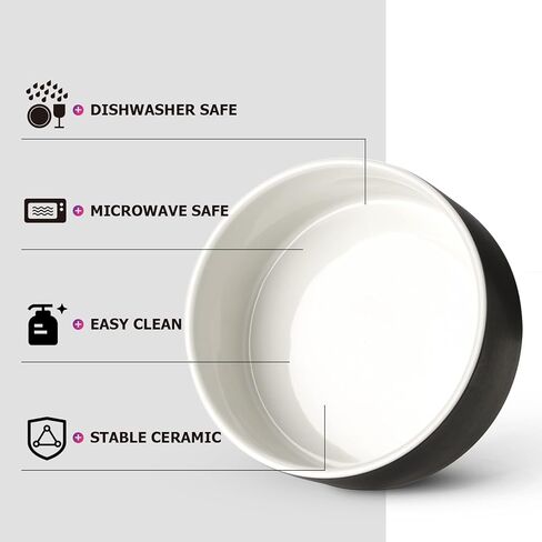 Y YHY Ceramic Dog and Cat Bowl Set, 24oz Dog Food Water Bowls with Wooden Stand, Modern Cute Weighted Pet Bowls Set for Small Size Dogs & Medium Sized Dogs & Cats - Dishwasher Safe in Kuwait