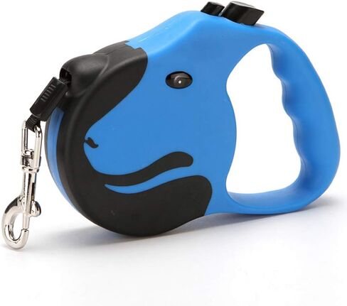 Upgraded Retractable Dog Leash, 360° Tangle-Free Dog Walking Leash for Heavy Duty up to 33lbs, 16.5ft Strong Reflective Nylon Tape with Anti-Slip Handle, One-Handed Brake, Pause, Lock（Blue） in Kuwait
