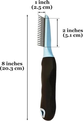 مشط فك تشابك الشعر من ميريك، أسنان قصيرة وطويلة تزيل التشابك والعقد بسهولة، مقبض مريح مانع للانزلاق، يقلل من كرات الشعر في القطط ذات الشعر الطويل، أسنان مستديرة لطيفة بما فيه الكفاية للأرانب in Kuwait