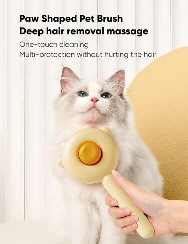 فرشاة GRBISI للعناية بالقطط، فرش تنظيف ذاتي للكلاب والقطط والكلاب والحيوانات الأليفة والقطط الصغيرة بنقرة واحدة على زر تساقط من الفولاذ المقاوم للصدأ ومشط أسنان من الفولاذ المقاوم للصدأ، سهل إزالة الشعر المتشابك السائب وتدليك الشعر الداخلي والخارجي للاستخ in Kuwait