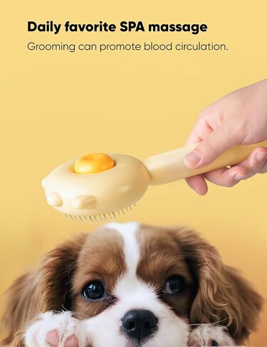 فرشاة GRBISI للعناية بالقطط، فرش تنظيف ذاتي للكلاب والقطط والكلاب والحيوانات الأليفة والقطط الصغيرة بنقرة واحدة على زر تساقط من الفولاذ المقاوم للصدأ ومشط أسنان من الفولاذ المقاوم للصدأ، سهل إزالة الشعر المتشابك السائب وتدليك الشعر الداخلي والخارجي للاستخ in Kuwait