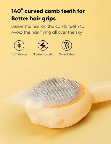 فرشاة GRBISI للعناية بالقطط، فرش تنظيف ذاتي للكلاب والقطط والكلاب والحيوانات الأليفة والقطط الصغيرة بنقرة واحدة على زر تساقط من الفولاذ المقاوم للصدأ ومشط أسنان من الفولاذ المقاوم للصدأ، سهل إزالة الشعر المتشابك السائب وتدليك الشعر الداخلي والخارجي للاستخ in Kuwait