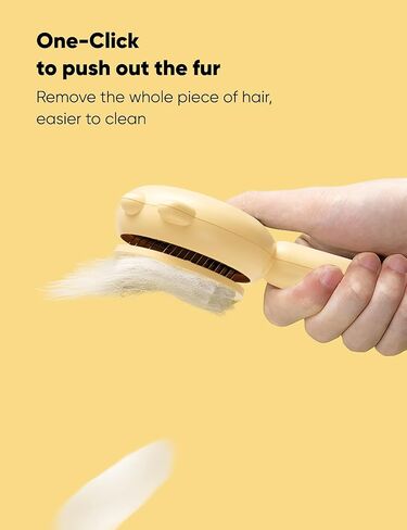 فرشاة GRBISI للعناية بالقطط، فرش تنظيف ذاتي للكلاب والقطط والكلاب والحيوانات الأليفة والقطط الصغيرة بنقرة واحدة على زر تساقط من الفولاذ المقاوم للصدأ ومشط أسنان من الفولاذ المقاوم للصدأ، سهل إزالة الشعر المتشابك السائب وتدليك الشعر الداخلي والخارجي للاستخ in Kuwait