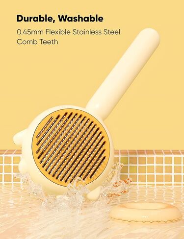 فرشاة GRBISI للعناية بالقطط، فرش تنظيف ذاتي للكلاب والقطط والكلاب والحيوانات الأليفة والقطط الصغيرة بنقرة واحدة على زر تساقط من الفولاذ المقاوم للصدأ ومشط أسنان من الفولاذ المقاوم للصدأ، سهل إزالة الشعر المتشابك السائب وتدليك الشعر الداخلي والخارجي للاستخ in Kuwait