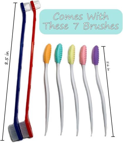 كتاب اوترلي بيتس فرش اسنان للكلاب للسلالات الصغيرة الى الكبيرة والجراء والكلاب للعناية بالاسنان اللطيفة (عبوة من 7 قطع) in Kuwait