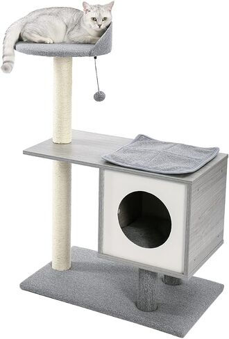 برج قطط عصري بتصميم شجرة للقطط من ميد فور بيتس يتميز بأعمدة خدش مغطاة بالسيزال وشقة واسعة ومجثم كبير للقطط الصغيرة والمتوسطة in Kuwait