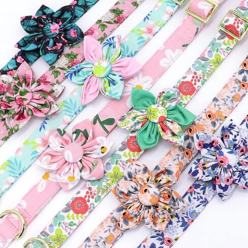 Beirui Cute Girl Dog Collars with Vibrant Floral Patterns, Female Dog Collar with Flower for Walking, Durable Adjustable Collar for Small Medium Large Dogs(L, Purple) in Saudi Arabia