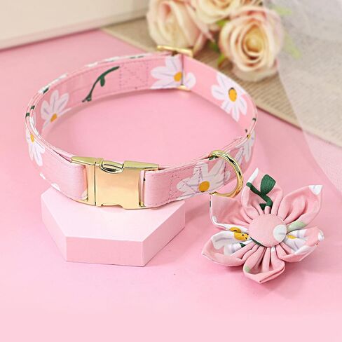 Beirui Cute Girl Dog Collars with Vibrant Floral Patterns, Female Dog Collar with Flower for Walking, Durable Adjustable Collar for Small Medium Large Dogs(L, Purple) in Saudi Arabia
