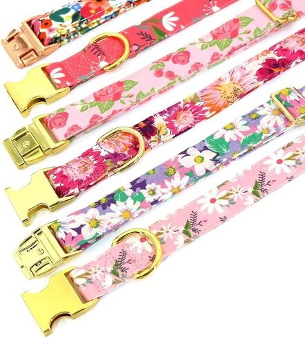 Beirui Cute Girl Dog Collars with Vibrant Floral Patterns, Female Dog Collar with Flower for Walking, Durable Adjustable Collar for Small Medium Large Dogs(L, Purple) in Saudi Arabia