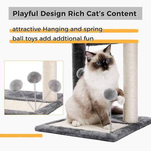 سرير PAWZ Road Cat للخدش، يتميز بأعمدة ووسادات خدش مغطاة بالسيزال الناعم مع كرة لعب رائعة للقطط والقطط in Kuwait