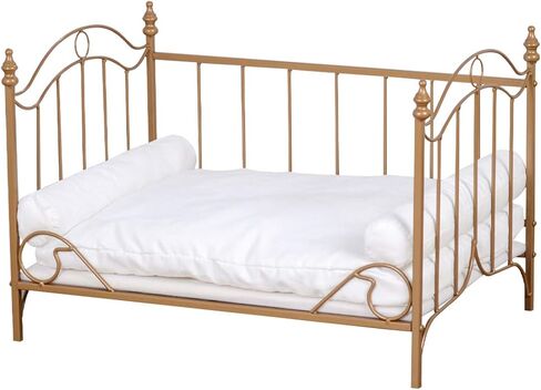 بيبي لاند سرير للحيوانات الاليفة، سرير للكلاب مع اطار معدني ووسادة مخملية بيضاء منفصلة مع وسادتين للكلاب الصغيرة in Kuwait