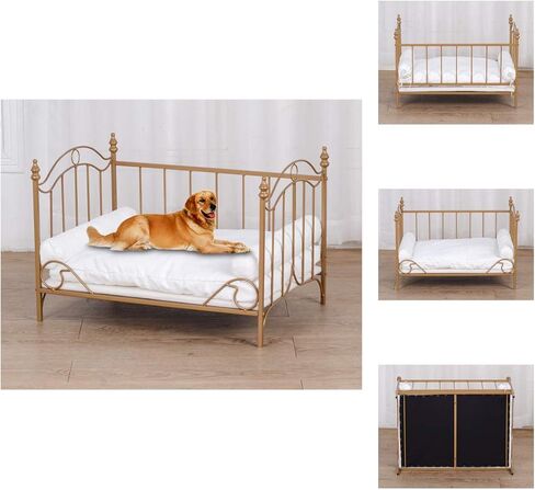 بيبي لاند سرير للحيوانات الاليفة، سرير للكلاب مع اطار معدني ووسادة مخملية بيضاء منفصلة مع وسادتين للكلاب الصغيرة in Kuwait