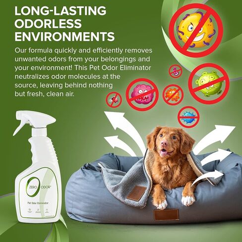 Zero Odor - Pet Odor Eliminator - Permanently Eliminate Air & Surface Odors 16 Oz – Litter Odor Eliminator 64oz Refill in Kuwait