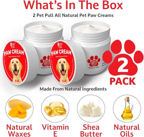 بيت بول كريم مخالب الكلاب - قطعتان - واقي مخالب الكلاب للاسطح الساخنة والباردة والخشنة - بلسم مرطب للمخالب مع شمع وزيوت طبيعية - حذاء غير مرئي للجراء يهدئ ويرطب ويحمي in Kuwait