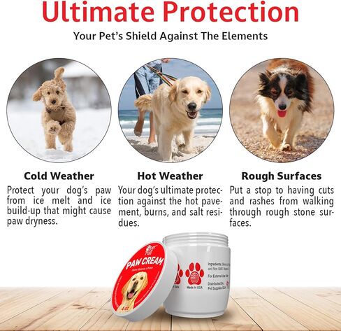 بيت بول كريم مخالب الكلاب - قطعتان - واقي مخالب الكلاب للاسطح الساخنة والباردة والخشنة - بلسم مرطب للمخالب مع شمع وزيوت طبيعية - حذاء غير مرئي للجراء يهدئ ويرطب ويحمي in Kuwait