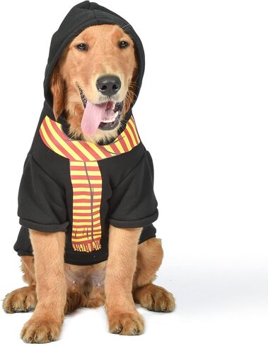 HARRY POTTER Harry Potter: Gryffindor Pet Hoodie with Faux Scarf - X-Small | Accessories for Dogs| Dog Accessories for Hogwarts Houses, Gryffindor, Black (FF23352) in Saudi Arabia