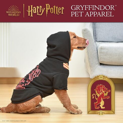 HARRY POTTER Harry Potter: Gryffindor Pet Hoodie with Faux Scarf - X-Small | Accessories for Dogs| Dog Accessories for Hogwarts Houses, Gryffindor, Black (FF23352) in Saudi Arabia