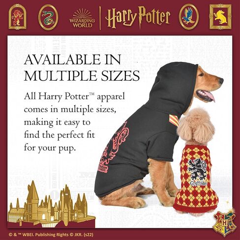 HARRY POTTER Harry Potter: Gryffindor Pet Hoodie with Faux Scarf - X-Small | Accessories for Dogs| Dog Accessories for Hogwarts Houses, Gryffindor, Black (FF23352) in Saudi Arabia
