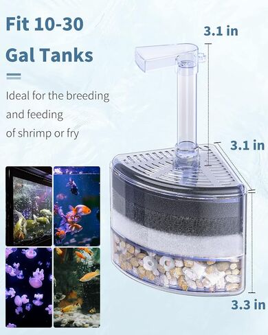 مرشح إسفنجي زاوية من Pawfly Nano Quiet Betta Fry Shrimp وفلتر إسفنجي حيوي للأسماك الصغيرة لأحواض السمك الصغيرة وخزانات الأسماك حتى 10 جالون (مضخة الهواء غير متضمنة) in Kuwait