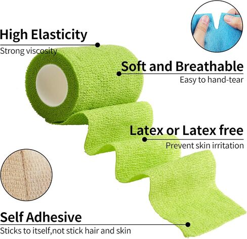 Self Adhesive Bandage Wrap, Vet Wrap 2 inch, Vet Wrap for Dogs, Bandages Wrap for Human or Pets, Black, 12 Pack in Saudi Arabia