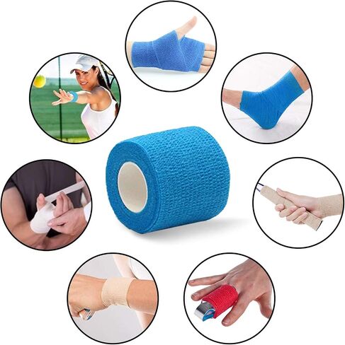 Self Adhesive Bandage Wrap, Vet Wrap 2 inch, Vet Wrap for Dogs, Bandages Wrap for Human or Pets, Black, 12 Pack in Saudi Arabia