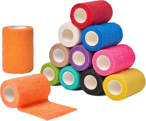 Self Adhesive Bandage Wrap, Vet Wrap 2 inch, Vet Wrap for Dogs, Bandages Wrap for Human or Pets, Black, 12 Pack in Saudi Arabia