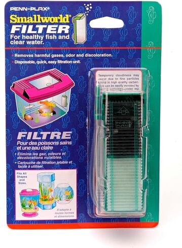 PENN-PLAX Small World Aquarium Air Pump and Filter Kit – Comes with a Disposable Media Cartridge (Bio Sponge, Carbon, and Zeolite Crystals), Multicolor, 1 LB in Saudi Arabia