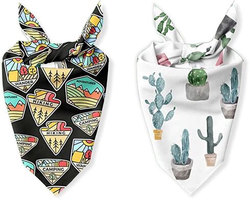 BARKLOOM Dog Bandana - Arizona Detour Set - Black & White Dog Outfit with Adventure & Cactus Themes - Elegant Dog Accessories for Your Beloved Pet- Pack of 2 in Saudi Arabia