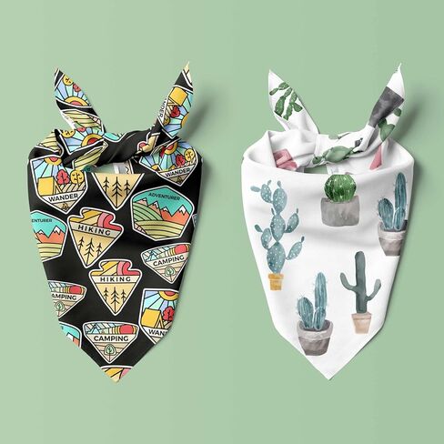 BARKLOOM Dog Bandana - Arizona Detour Set - Black & White Dog Outfit with Adventure & Cactus Themes - Elegant Dog Accessories for Your Beloved Pet- Pack of 2 in Saudi Arabia