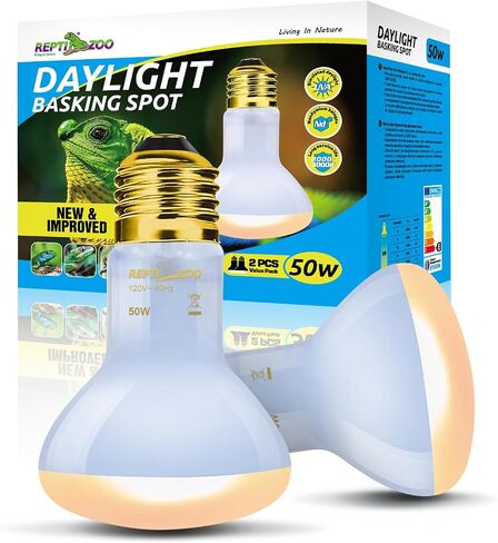 REPTI ZOO Reptile Heat Lamp, 2 Pack 50W Daylight Basking Spot Lamp for Reptiles UVA Daylight Heating Lamp Bulb Basking Light for Bearded Dragon, Tortoise, Geckos, Chicken in Kuwait