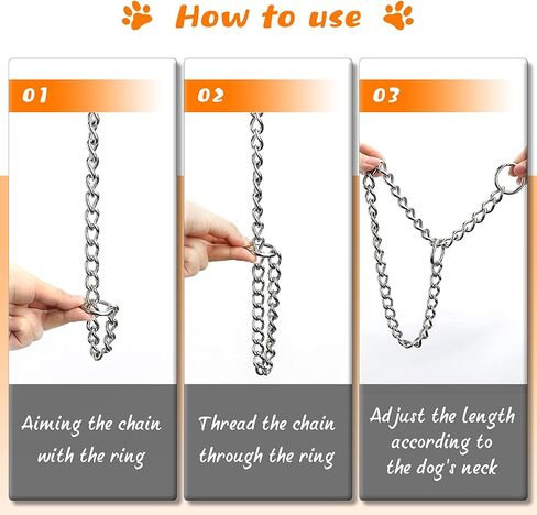 TagME Chain Choke Collar for Dogs, No Pull Slip Training for Medium Dogs in Kuwait