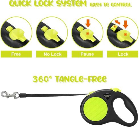 Dog Retractable Leash with Nylon casing for Dog up to 77 lbs; 16 ft Polyester Tape; The Eagle Mouth Bionics Design Rope Outlet and Tangle-Free;(Black) in Saudi Arabia