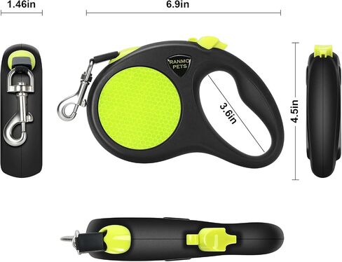 Dog Retractable Leash with Nylon casing for Dog up to 77 lbs; 16 ft Polyester Tape; The Eagle Mouth Bionics Design Rope Outlet and Tangle-Free;(Black) in Saudi Arabia